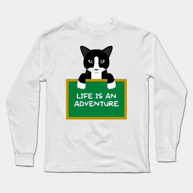 Advice Cat - Life Is An Adventure Long Sleeve T-Shirt by inotyler